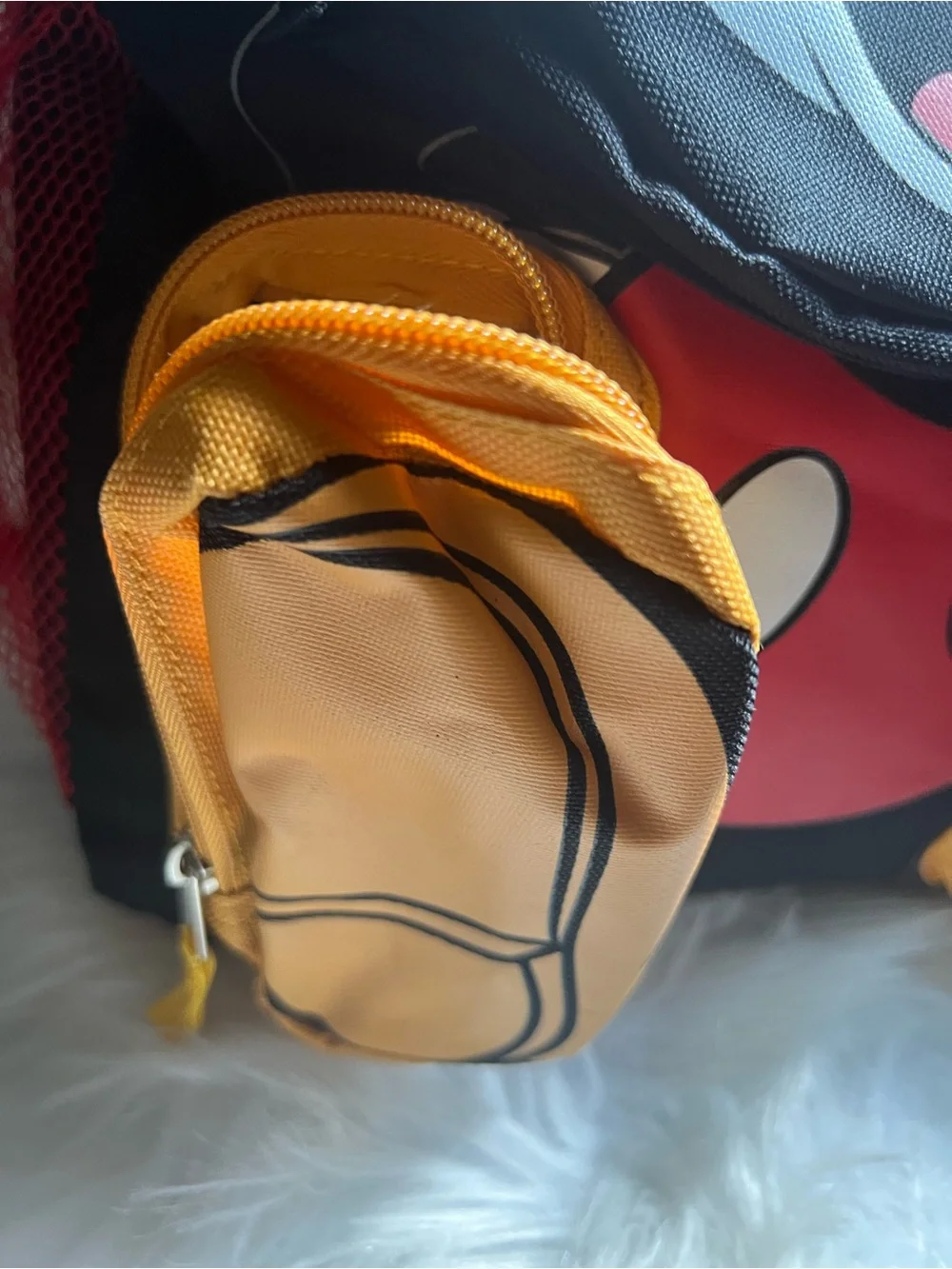 Disney Black & Red Mickey Mouse Kids Backpack with Yellow Pockets
